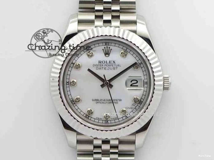 MiroTime 0514 EasyCare DateJust II 41mm BP Maker Best Edition White MOP Diamonds Dial On New Version Jubilee Bracelet A 3625